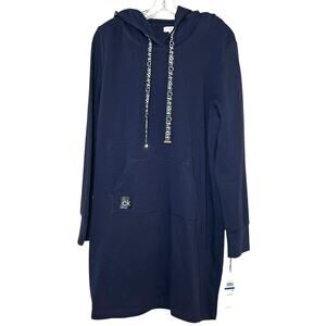 NWT Calvin Klein Women’s Hooded Sweatshirt Dress Navy Blue Size XL